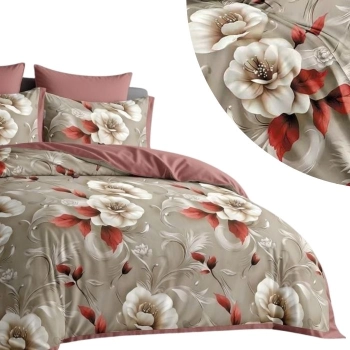 Pościel 200x220 bawełna Premium Flowers – stylowa pościel PK790 z prześcieradłem